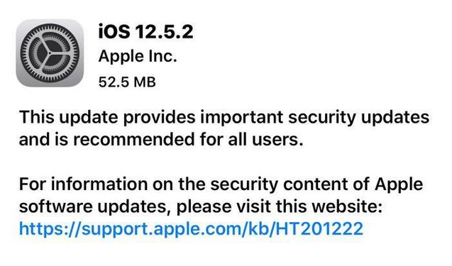 阜新苹果手机维修分享iOS12.5.2发布，建议所有老苹果用户安装 